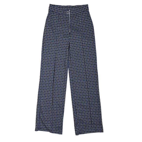 Zara Pants - Zara Womens Pants Small Geometric 70s Retro Print High Waist Wide Leg Blue Brown